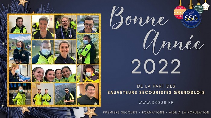 Bonne année 2022, SSG, FFSS  38, Sauveteurs Secouristes Grenoblois, voeux, nouvelle année